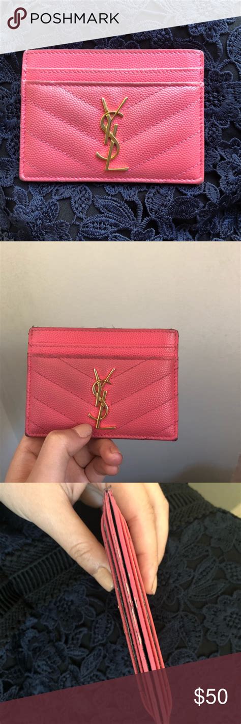 hot pink ysl card holder|YSL monogram card holder.